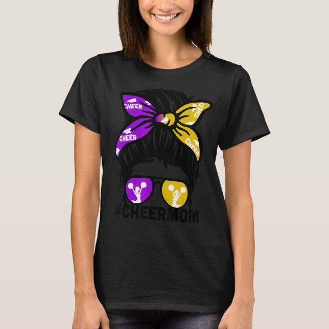 T-shirt Mère Mama Puple & Gold Cheerleader Maman Me (Devant)
