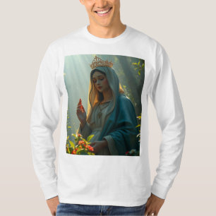 T-shirt Mère Marie Reine du Ciel Dos à manches longues pou