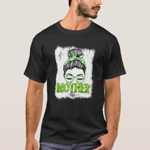 T-shirt Mère Messy Bun Funny St Patrick's Day Irlandais Lu