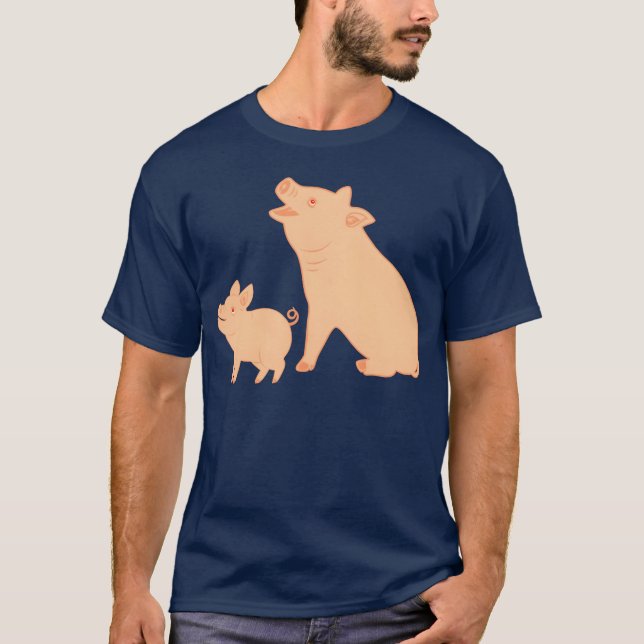 T-shirt Mère porc avec ami piglonnier (Devant)