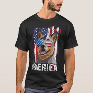 T-shirt Merica 4 juillet chien de berger australien Drapea