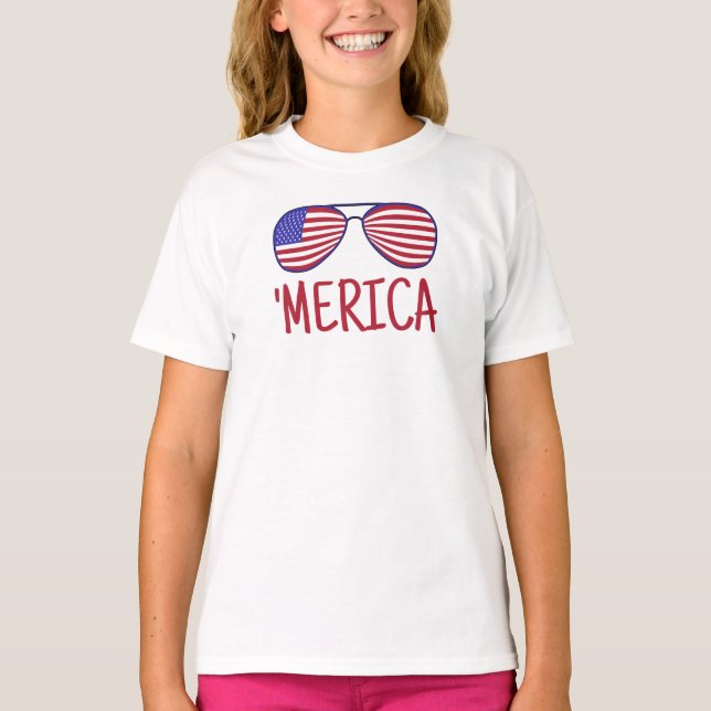 T-shirt Merica 4 juillet lunettes (Devant)