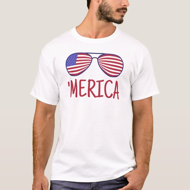 T-shirt Merica 4 juillet lunettes (Devant)