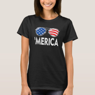 T-shirt Merica 4 juillet Lunettes de soleil Usa Drapeau Ga