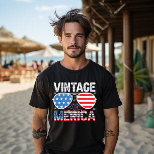 T-shirt Merica 4 juillet Vintage Drapeau Américain Rétro