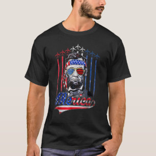 T-shirt Merica Abraham Lincoln 4 juillet Drapeau américain