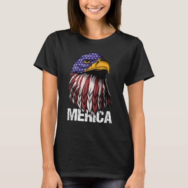 T-shirt Merica Bald Eagle Fête de l'Indépendance Quatrième (Devant)