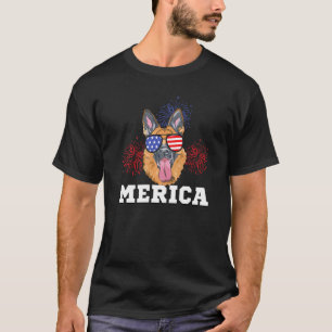 T-shirt Merica Berger Allemand Drapeau Américain 4 Juillet