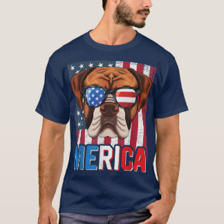 T-shirt Merica Boer Dog 4 juillet Dons Drapeau Américain 