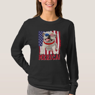 T-shirt Merica Bulldog 4 juillet Drapeau américain