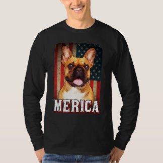 T-shirt Merica Chien Chien Chien Français Drapeau Américai