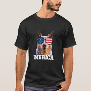 T-shirt Merica Chien de bétail Heeler lunettes de soleil É