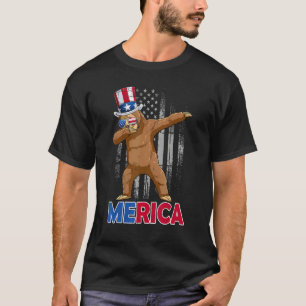 T-shirt Merica Dabbing Slots Avec Drapeau Américain 4 Juil