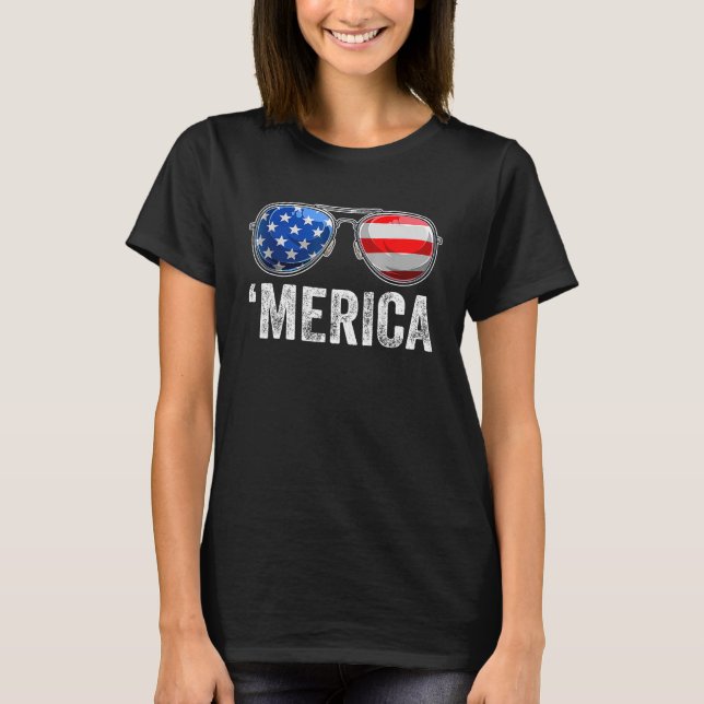 T-shirt Merica Drapeau Lunettes de soleil Patriotique 4 ju (Devant)