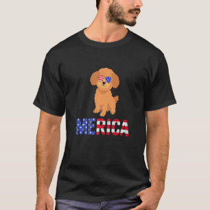 T-shirt Merica Drapeau Usa Caniche Chien Lunettes Patriote
