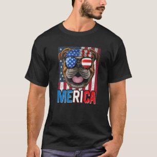 T-shirt Merica English Chien de taureau 4 juillet American