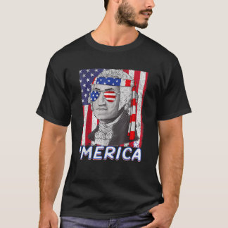 T-shirt Merica George Washington 4 juillet America Drapeau