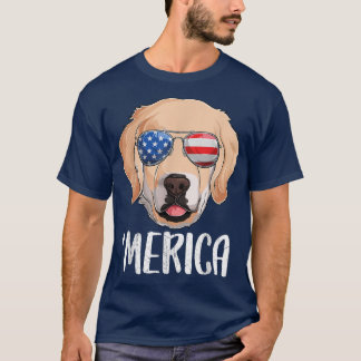 T-shirt Merica Golden Retriever Dog 4 juillet American F