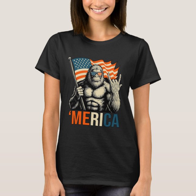 T-shirt ‘merica Gorilla Flag Sungles Funny Patriotic  (Devant)
