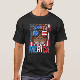 T-shirt Merica Guinée Cochon 4 juillet Drapeau Américain P