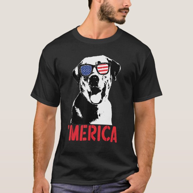 T-shirt Merica Jaune Labrador Américain Lunettes de soleil (Devant)
