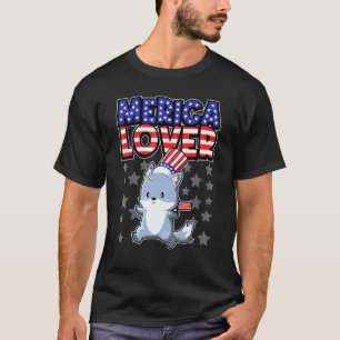 T-shirt Merica Joyeux Quatre Juillet Husky Drapeau Usa