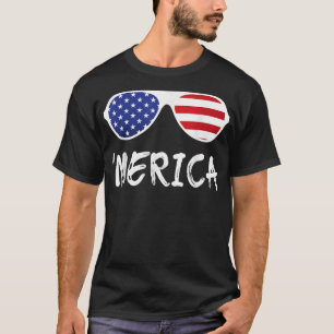 T-shirt Merica Lunettes de soleil Patriotique 4 Juillet Ca
