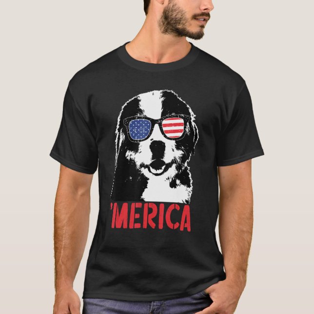 T-shirt Merica Montagne Bernoise Lunettes de soleil Drapea (Devant)