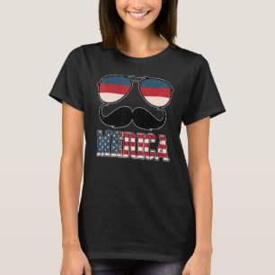T-shirt Merica Mustache Usa Drapeau 4 juillet Bea Patrioti