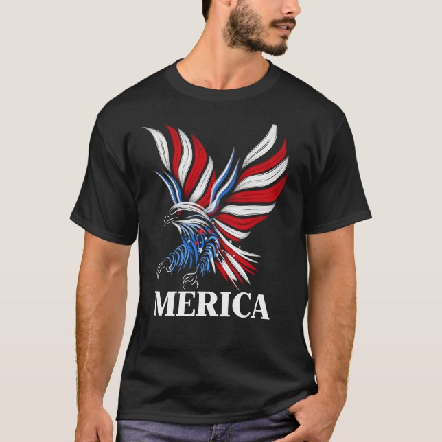 T-shirt Merica Patriotic USA Aigle De Liberté 4 juillet (Devant)