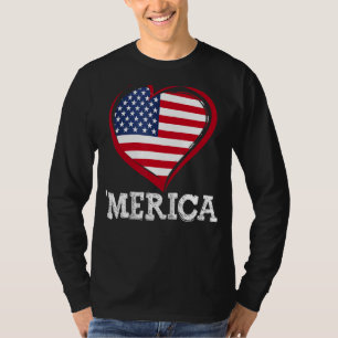 T-shirt Merica Patriotic Usa Drapeau Cool Coeur 4 juillet
