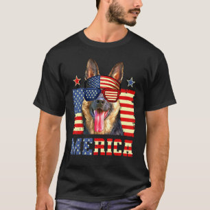 T-shirt Merica Patriotique Berger Allemand Drapeau América