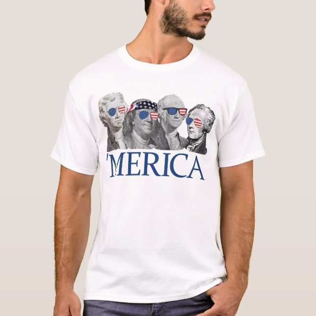 T-shirt Merica Pères fondateurs Patriotique 4 juillet Meri (Devant)