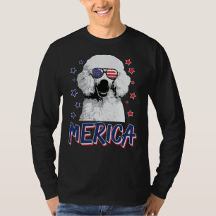 T-shirt Merica Poodle Dog 4 juillet Usa Cadeau