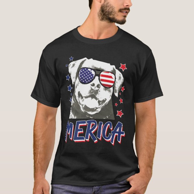 T-shirt Merica Rottweilers Chien 4 juillet États-Unis cade (Devant)