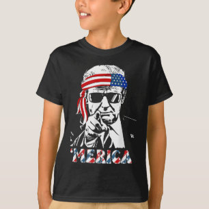 T-shirt Merica Trump 4 juillet heureux Trump Drapeau améri