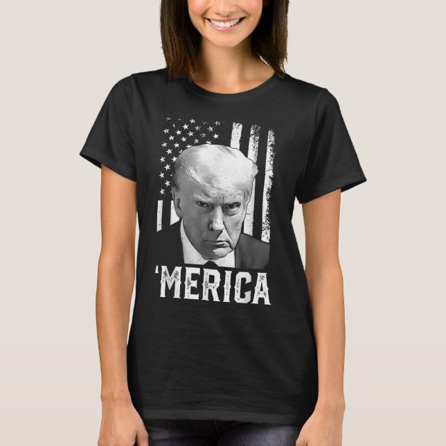 T-shirt Merica Trump 4 juillet heureux Trump Drapeau améri (Devant)