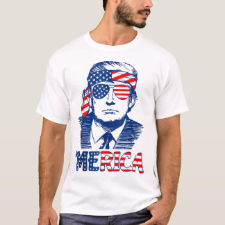 T-shirt MERICA TRUMP Joyeux 4 juillet Trump Drapeau améric