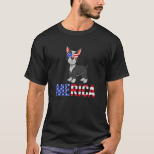 T-shirt Merica Usa Drapeau Boston Terrier Lunettes de sole