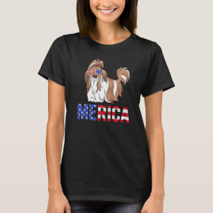 T-shirt Merica Usa Drapeau Chih Tzu Chien Sunglass Patriot