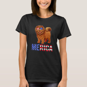 T-shirt Merica Usa Drapeau Chow Chien Sunglass Patriotique
