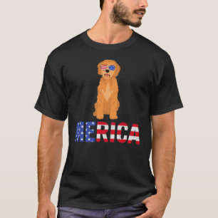 T-shirt Merica USA Drapeau Goldendoodle Chien Lunettes de 