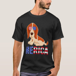T-shirt Merica Usa Drapeau Hound Dog Lunettes de soleil 4e