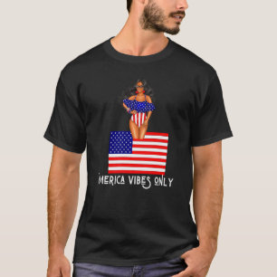 T-shirt Merica Vibes Seulement Patriotiques Femmes mignonn