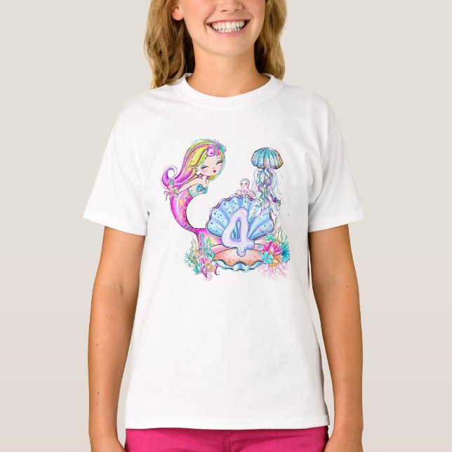 T-shirt Mermaid 4e anniversaire (Devant)