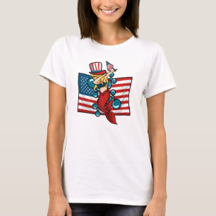 T-Shirt Mermaid Drapeau Américain Patriotique Dabb