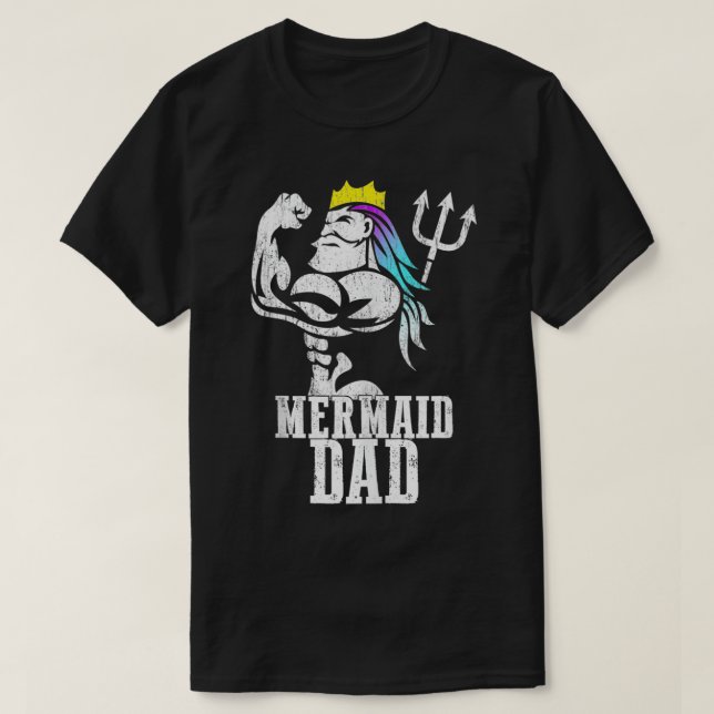 T-shirt Mermaid Papa Pose Trident Merdad New Mer Papa Brot (Design devant)