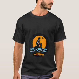 T-shirt Mermaid regarde une sorcière volante sur Broom Hap