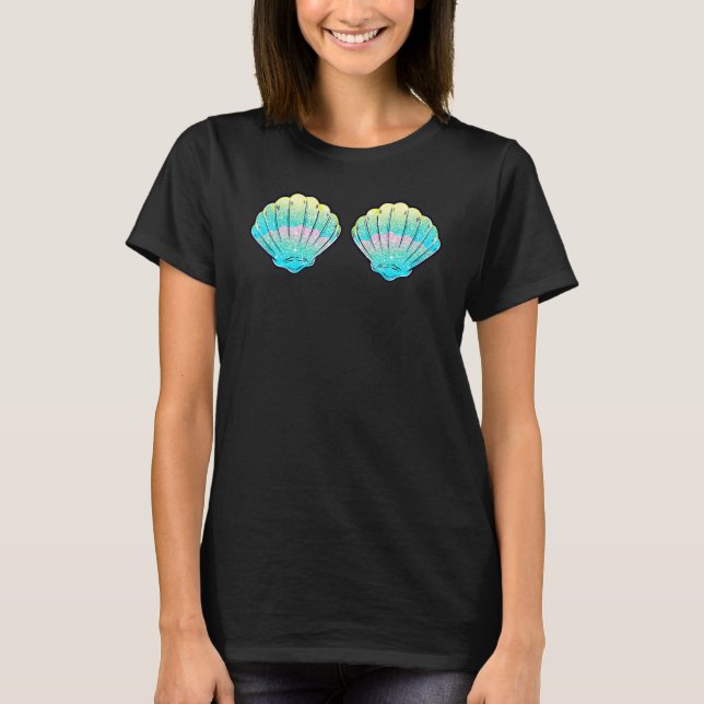 T-shirt Mermaid Sea Shell Bra Anniversaire Costume Filles  (Devant)