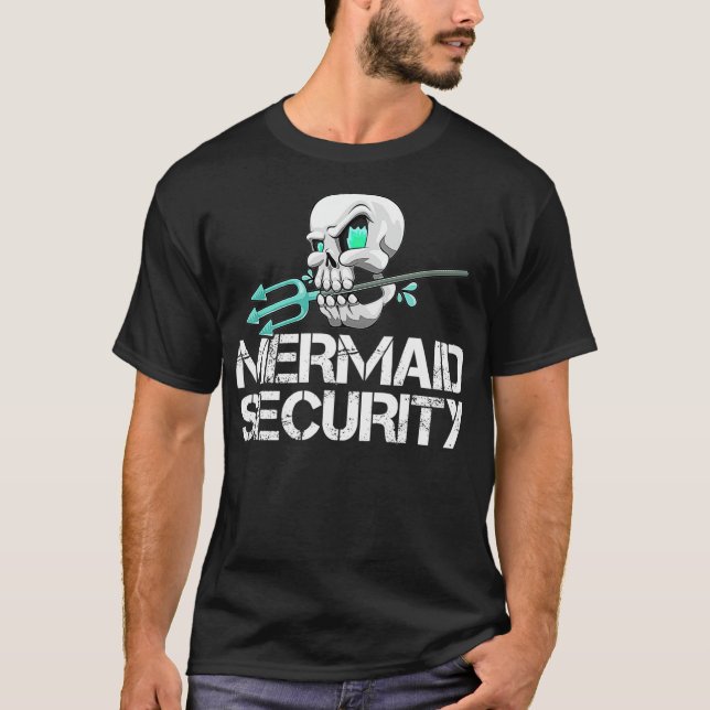 T-shirt Mermaid Security  Men Pirate Skull Swim Team Swimm (Devant)